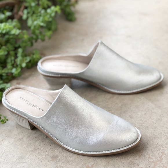 Kelsi Dagger Shoes - Kelsi Dagger Kerley Leather Mules, Metallic Silver